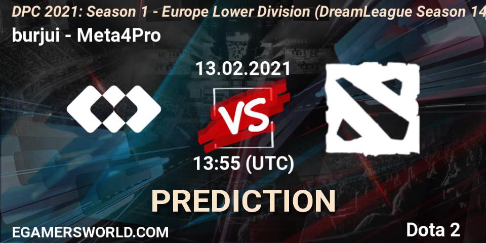 Pronósticos burjui - Meta4Pro. 13.02.2021 at 13:56. DPC 2021: Season 1 - Europe Lower Division (DreamLeague Season 14) - Dota 2
