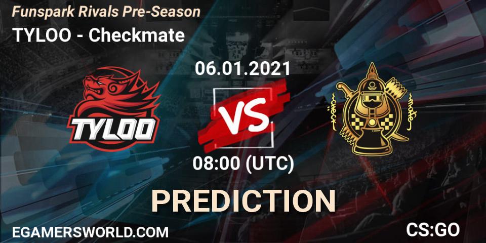 Pronósticos TYLOO - Checkmate. 06.01.2021 at 08:00. Funspark Rivals Pre-Season - Counter-Strike (CS2)