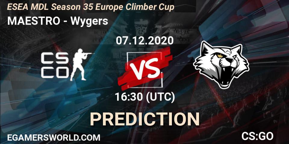 Pronósticos MAESTRO - Wygers. 07.12.2020 at 16:30. ESEA MDL Season 35 Europe Climber Cup - Counter-Strike (CS2)