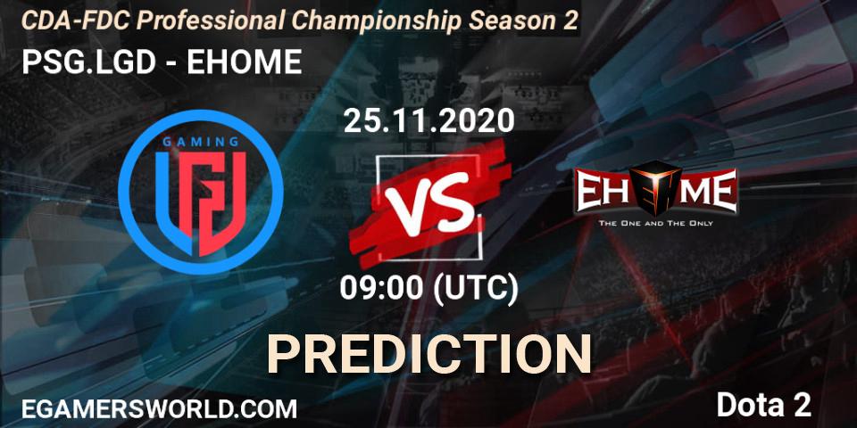 Pronósticos PSG.LGD - EHOME. 25.11.2020 at 09:02. CDA-FDC Professional Championship Season 2 - Dota 2