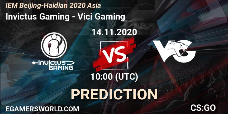 Pronósticos Invictus Gaming - Vici Gaming. 14.11.2020 at 10:00. IEM Beijing-Haidian 2020 Asia - Counter-Strike (CS2)