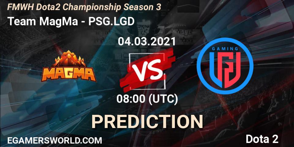 Pronósticos Team MagMa - PSG.LGD. 04.03.2021 at 08:00. FMWH Dota2 Championship Season 3 - Dota 2