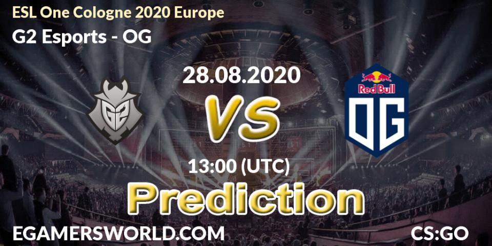 Pronósticos G2 Esports - OG. 28.08.2020 at 13:00. ESL One Cologne 2020 Europe - Counter-Strike (CS2)