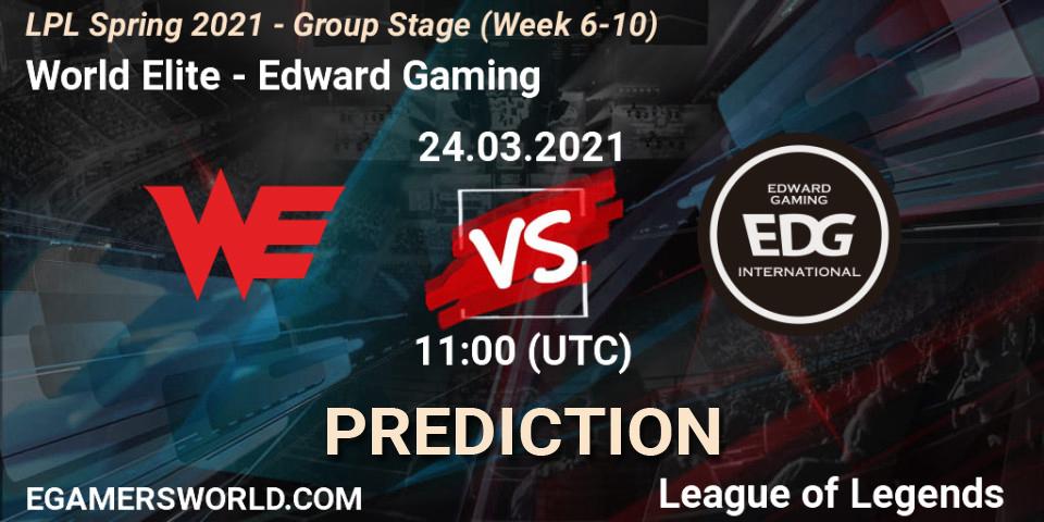 Pronósticos World Elite - Edward Gaming. 24.03.2021 at 11:00. LPL Spring 2021 - Group Stage (Week 6-10) - LoL