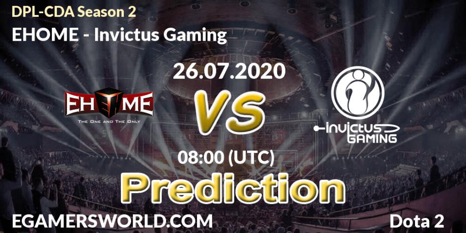 Pronósticos EHOME - Invictus Gaming. 26.07.2020 at 08:00. DPL-CDA Professional League Season 2 - Dota 2