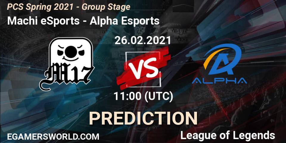 Pronósticos Machi eSports - Alpha Esports. 26.02.2021 at 10:00. PCS Spring 2021 - Group Stage - LoL