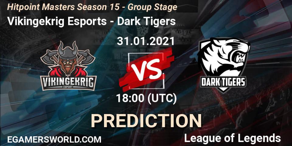 Pronósticos Vikingekrig Esports - Dark Tigers. 31.01.2021 at 18:00. Hitpoint Masters Season 15 - Group Stage - LoL