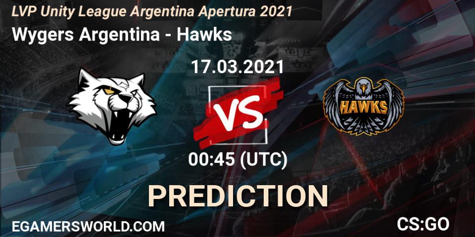Pronósticos Wygers Argentina - Hawks. 17.03.2021 at 00:45. LVP Unity League Argentina Apertura 2021 - Counter-Strike (CS2)