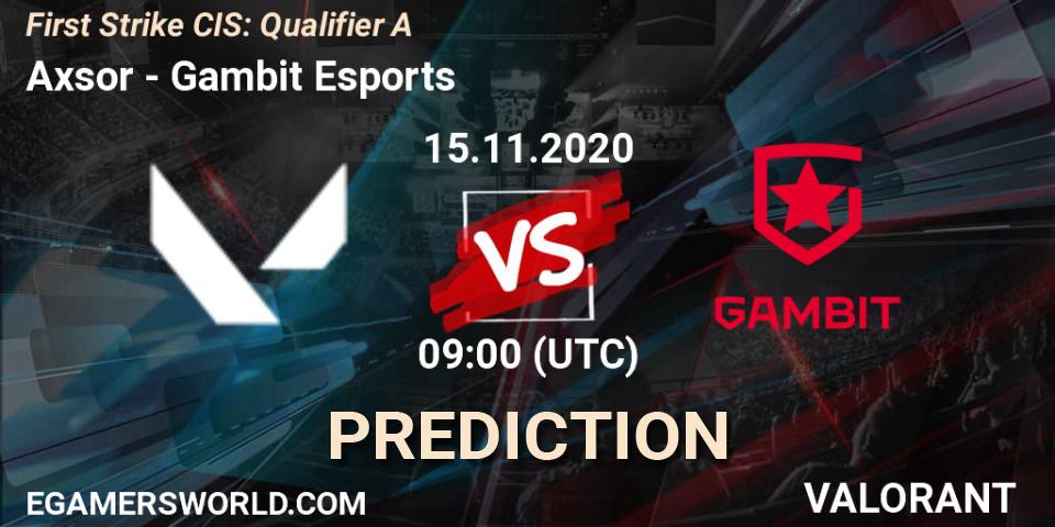 Pronósticos Axsor - Gambit Esports. 15.11.20. First Strike CIS: Qualifier A - VALORANT