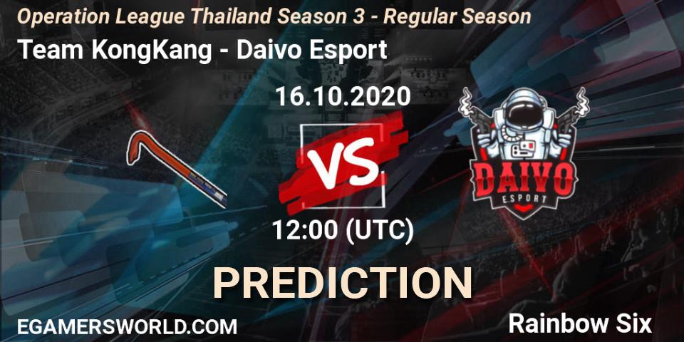 Pronósticos Team KongKang - Daivo Esport. 16.10.2020 at 12:00. Operation League Thailand Season 3 - Regular Season - Rainbow Six
