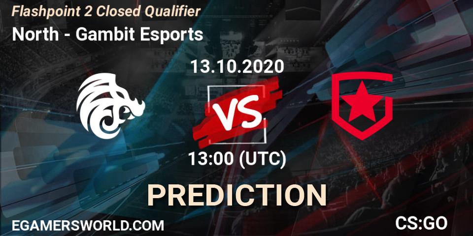Pronósticos North - Gambit Esports. 13.10.2020 at 13:10. Flashpoint 2 Closed Qualifier - Counter-Strike (CS2)