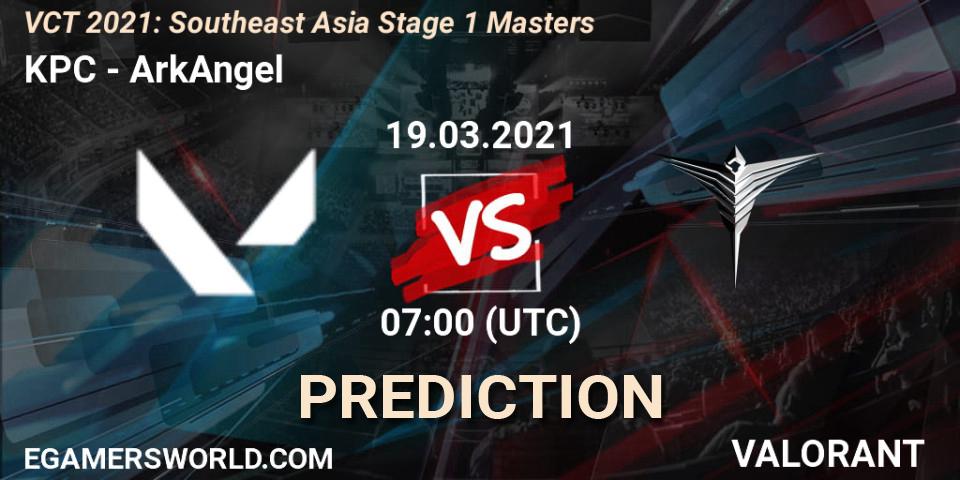 Pronósticos KPC - ArkAngel. 19.03.2021 at 07:00. VCT 2021: Southeast Asia Stage 1 Masters - VALORANT