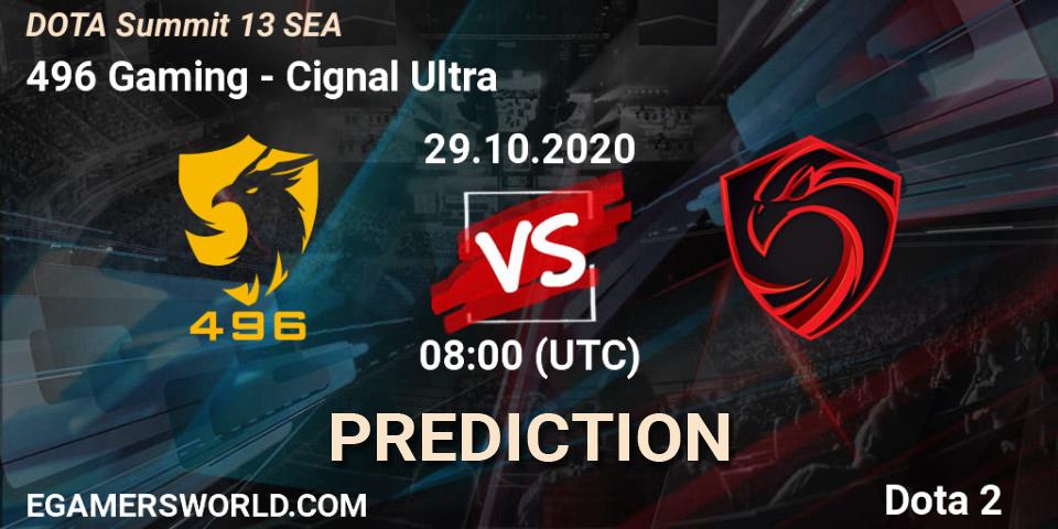 Pronósticos 496 Gaming - Cignal Ultra. 29.10.20. DOTA Summit 13: SEA - Dota 2