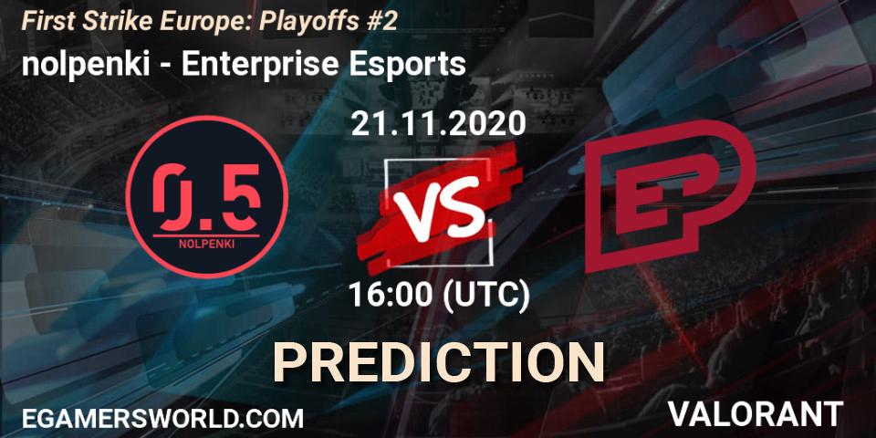 Pronósticos nolpenki - Enterprise Esports. 21.11.20. First Strike Europe: Playoffs #2 - VALORANT