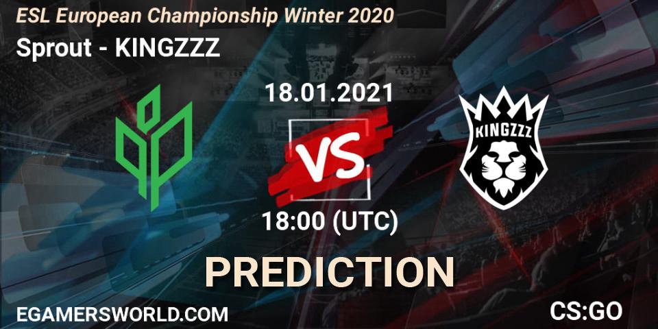 Pronósticos Sprout - KINGZZZ. 18.01.2021 at 18:15. ESL European Championship Winter 2020 - Counter-Strike (CS2)