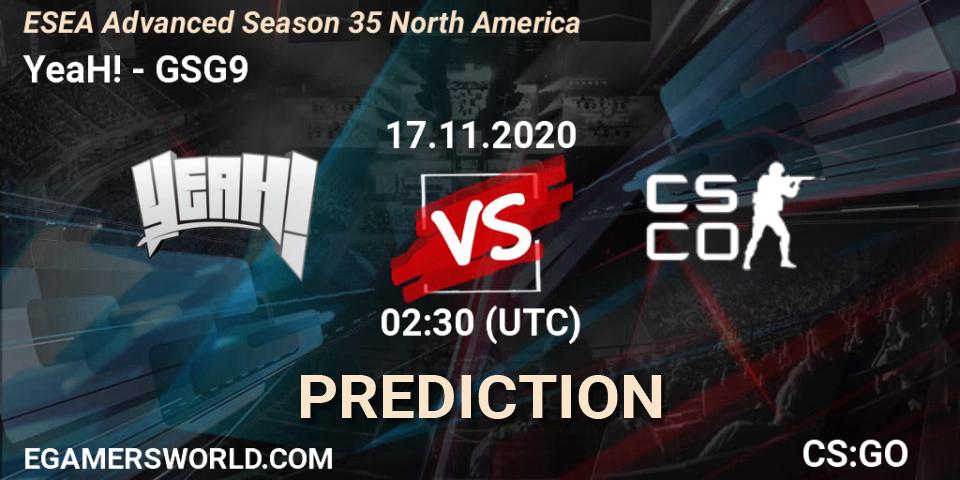 Pronósticos YeaH! - GSG9. 18.11.2020 at 02:00. ESEA Advanced Season 35 North America - Counter-Strike (CS2)