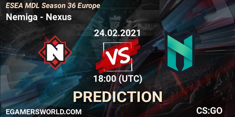 Pronósticos Nemiga - Nexus. 24.02.21. MDL ESEA Season 36: Europe - Premier division - CS2 (CS:GO)