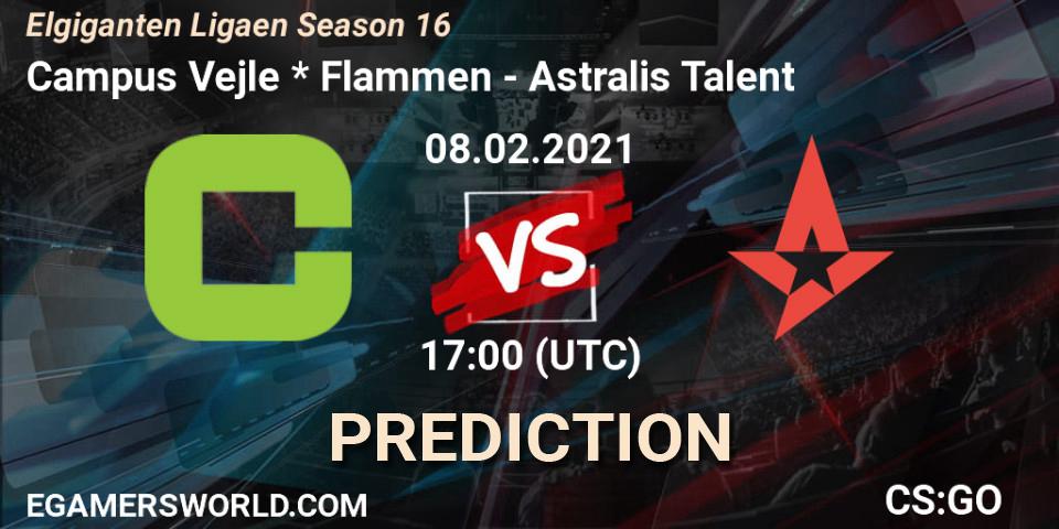 Pronósticos Campus Vejle * Flammen - Astralis Talent. 08.02.2021 at 17:00. Elgiganten Ligaen Season 16 - Counter-Strike (CS2)