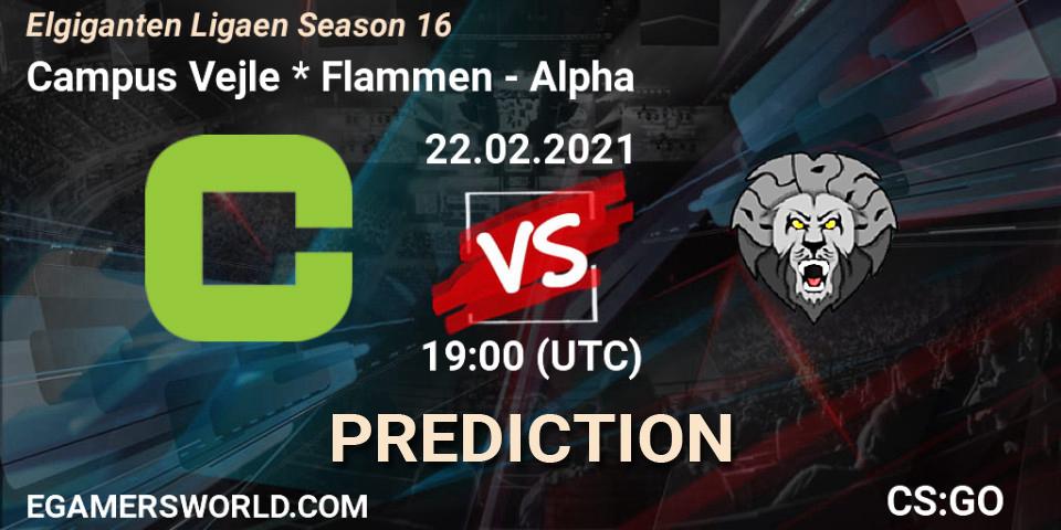 Pronósticos Campus Vejle * Flammen - Alpha. 22.02.2021 at 19:00. Elgiganten Ligaen Season 16 - Counter-Strike (CS2)