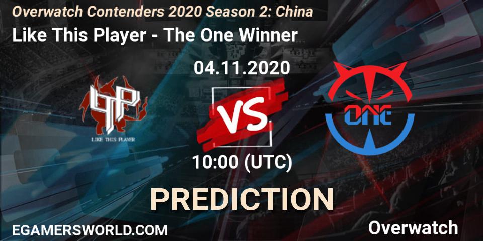 Pronósticos Like This Player - The One Winner. 04.11.20. Overwatch Contenders 2020 Season 2: China - Overwatch