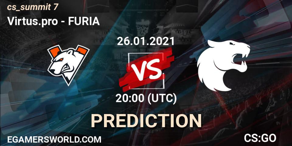 Pronósticos Virtus.pro - FURIA. 26.01.2021 at 20:00. cs_summit 7 - Counter-Strike (CS2)