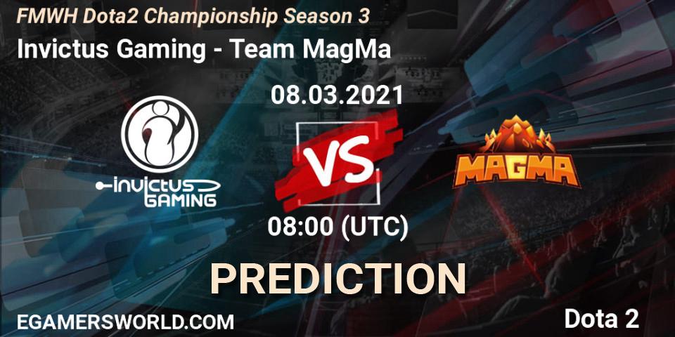 Pronósticos Invictus Gaming - Team MagMa. 06.03.2021 at 08:04. FMWH Dota2 Championship Season 3 - Dota 2