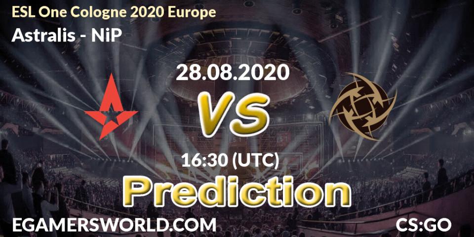 Pronósticos Astralis - NiP. 28.08.2020 at 16:45. ESL One Cologne 2020 Europe - Counter-Strike (CS2)