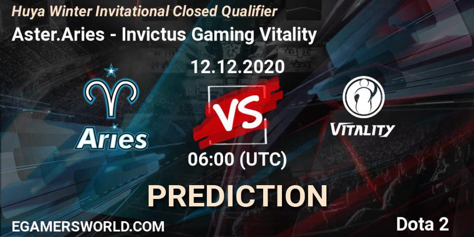 Pronósticos Aster.Aries - Invictus Gaming Vitality. 12.12.20. Huya Winter Invitational Closed Qualifier - Dota 2