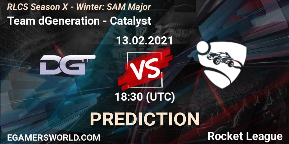 Pronósticos Team dGeneration - Catalyst. 13.02.2021 at 18:30. RLCS Season X - Winter: SAM Major - Rocket League