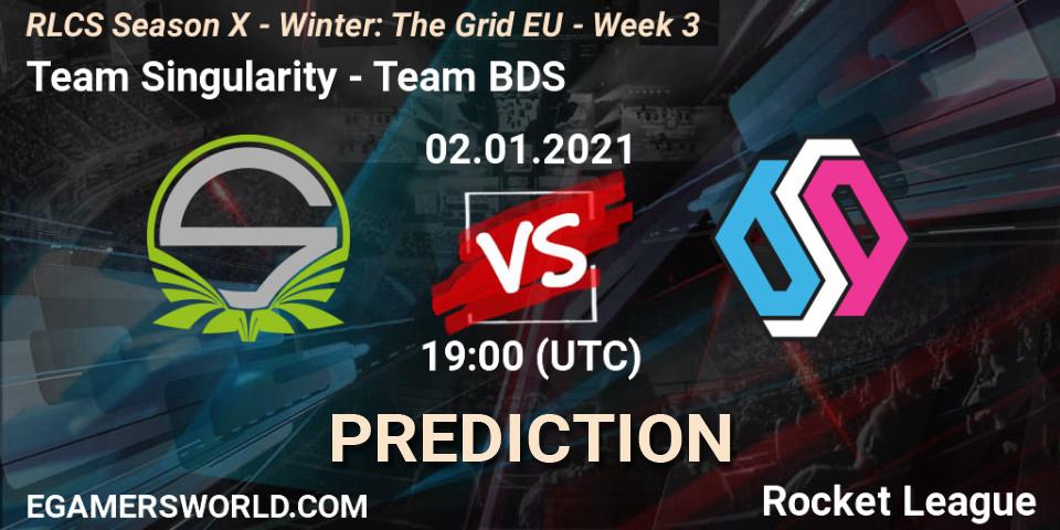 Pronósticos Team Singularity - Team BDS. 02.01.2021 at 19:00. RLCS Season X - Winter: The Grid EU - Week 3 - Rocket League