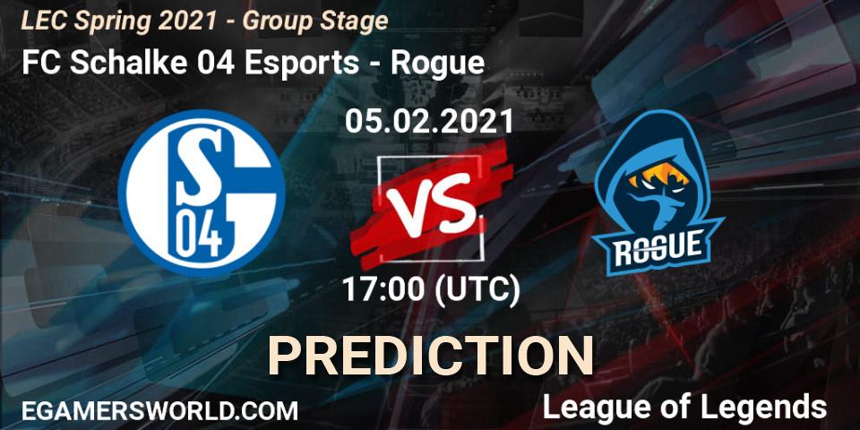 Pronósticos FC Schalke 04 Esports - Rogue. 05.02.21. LEC Spring 2021 - Group Stage - LoL
