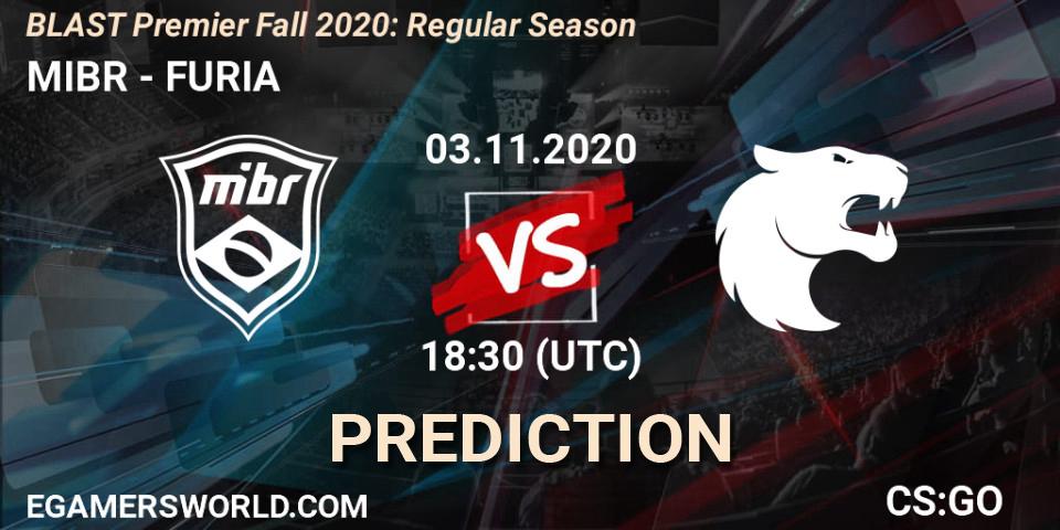 Pronósticos MIBR - FURIA. 03.11.2020 at 20:00. BLAST Premier Fall 2020: Regular Season - Counter-Strike (CS2)