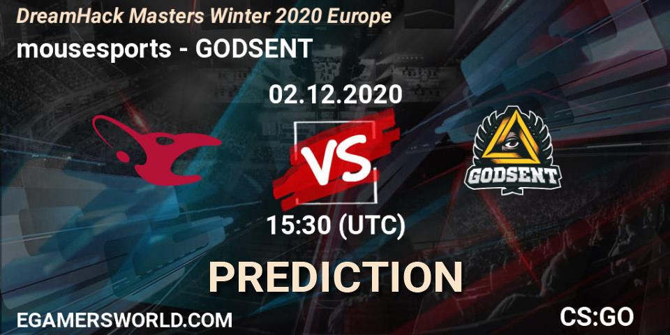 Pronósticos mousesports - GODSENT. 02.12.20. DreamHack Masters Winter 2020 Europe - CS2 (CS:GO)