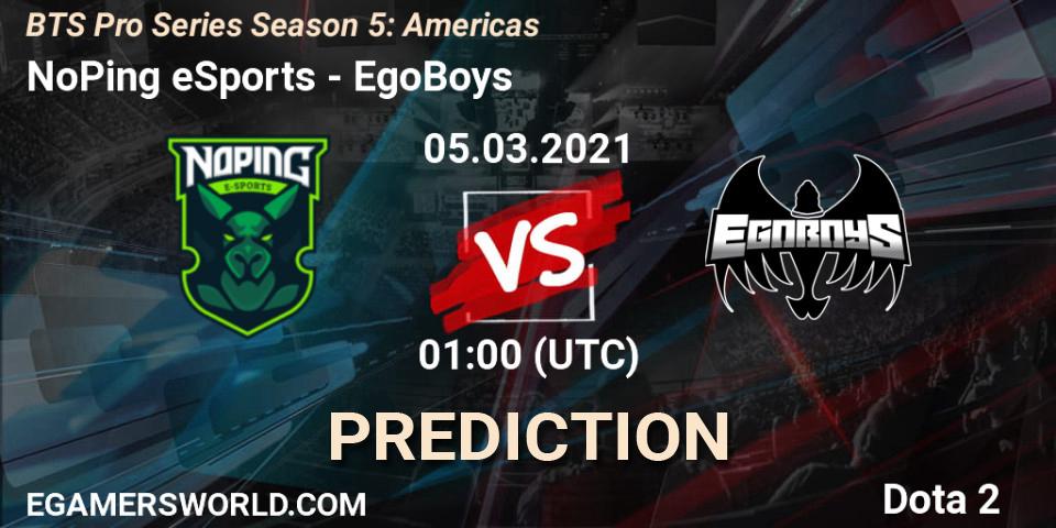 Pronósticos NoPing eSports - EgoBoys. 05.03.21. BTS Pro Series Season 5: Americas - Dota 2