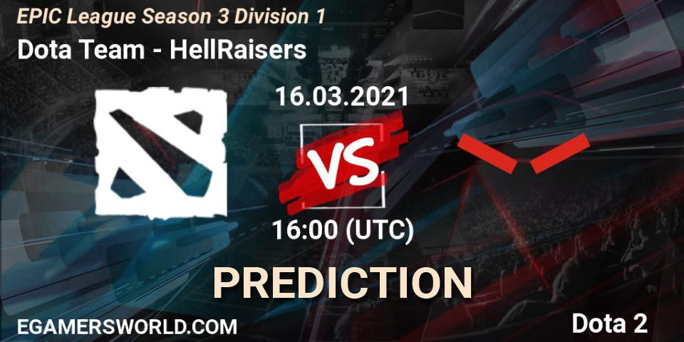 Pronósticos Dota Team - HellRaisers. 16.03.2021 at 16:03. EPIC League Season 3 Division 1 - Dota 2