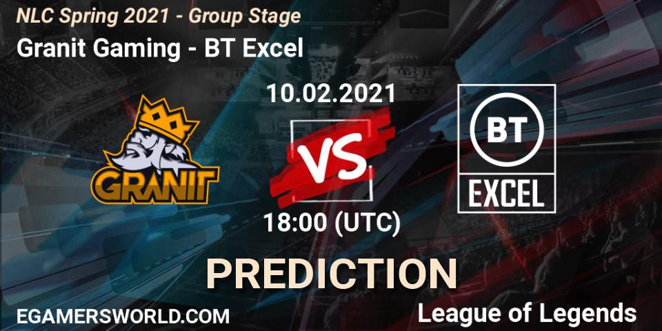 Pronósticos Granit Gaming - BT Excel. 10.02.2021 at 18:00. NLC Spring 2021 - Group Stage - LoL