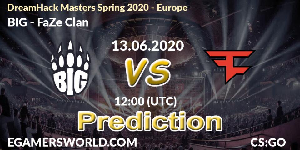 Pronósticos BIG - FaZe Clan. 13.06.2020 at 12:00. DreamHack Masters Spring 2020 - Europe - Counter-Strike (CS2)