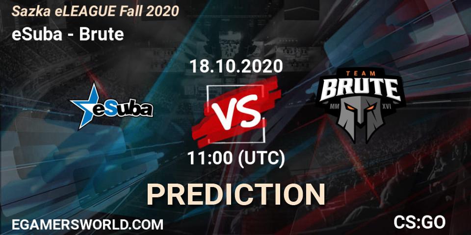 Pronósticos eSuba - Brute. 18.10.2020 at 11:00. Sazka eLEAGUE Fall 2020 - Counter-Strike (CS2)