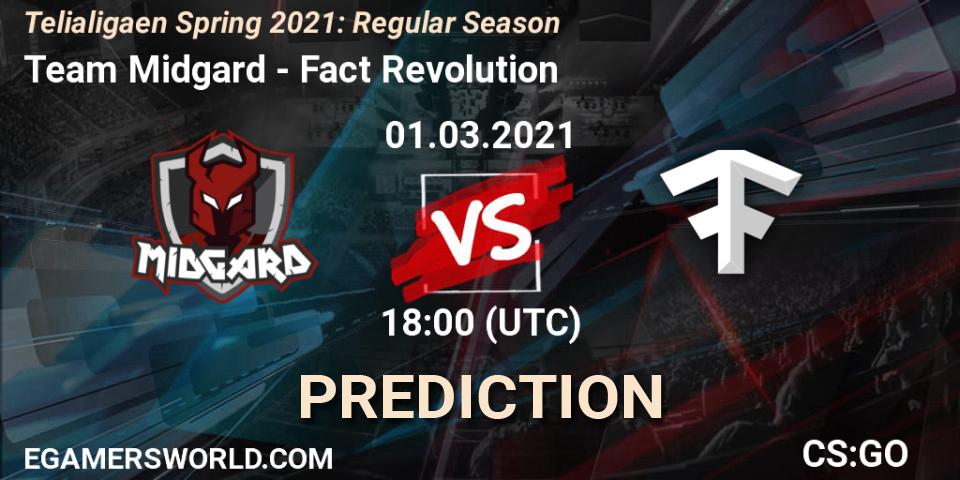 Pronósticos Team Midgard - Fact Revolution. 01.03.2021 at 18:00. Telialigaen Spring 2021: Regular Season - Counter-Strike (CS2)
