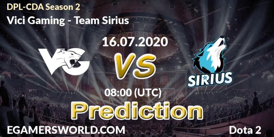Pronósticos Vici Gaming - Team Sirius. 16.07.20. DPL-CDA Professional League Season 2 - Dota 2