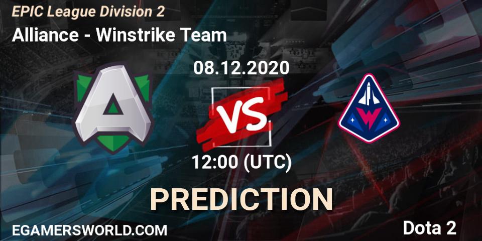 Pronósticos Alliance - Winstrike Team. 08.12.20. EPIC League Division 2 - Dota 2