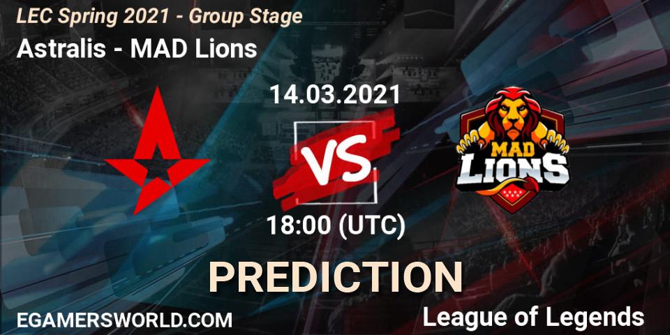 Pronósticos Astralis - MAD Lions. 14.03.2021 at 18:00. LEC Spring 2021 - Group Stage - LoL