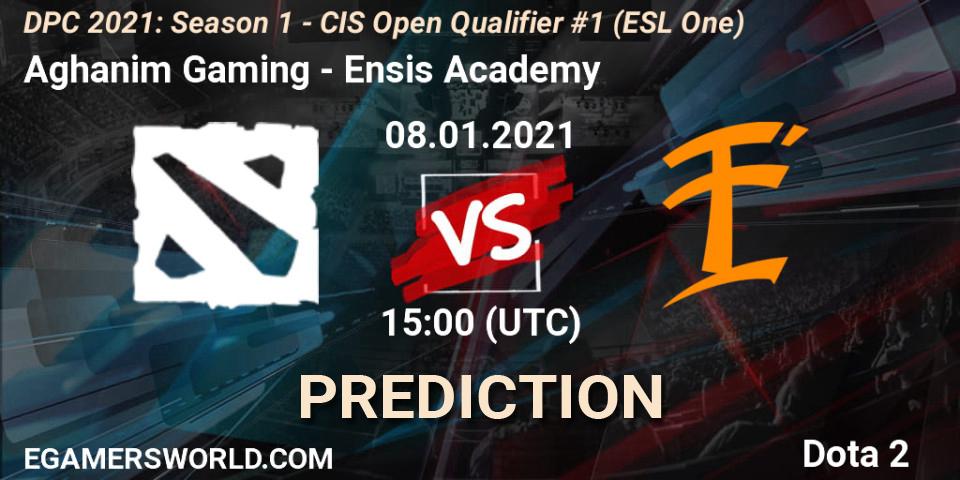 Pronósticos Aghanim Gaming - Ensis Academy. 08.01.2021 at 15:00. DPC 2021: Season 1 - CIS Open Qualifier #1 (ESL One) - Dota 2