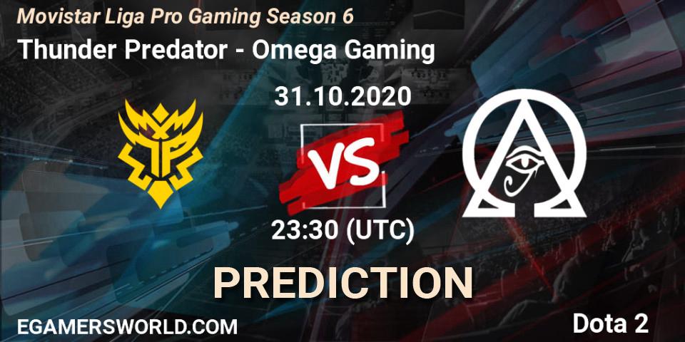 Pronósticos Thunder Predator - Omega Gaming. 31.10.2020 at 23:30. Movistar Liga Pro Gaming Season 6 - Dota 2
