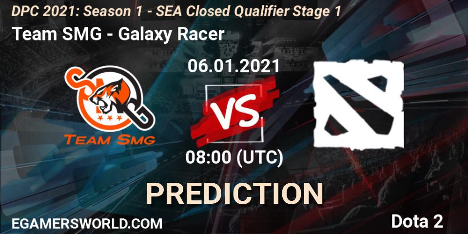 Pronósticos Team SMG - Galaxy Racer. 06.01.2021 at 08:10. DPC 2021: Season 1 - SEA Closed Qualifier Stage 1 - Dota 2