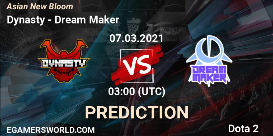 Pronósticos Dynasty - Dream Maker. 07.03.2021 at 03:17. Asian New Bloom - Dota 2