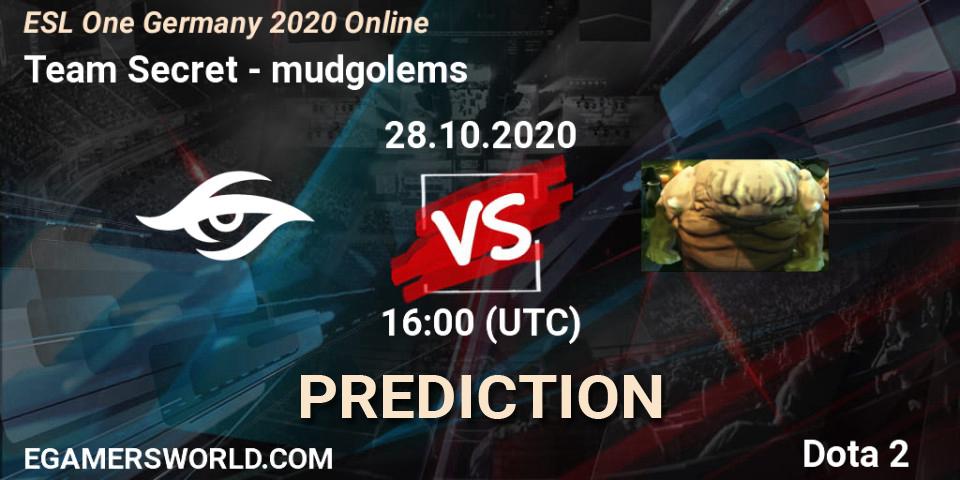 Pronósticos Team Secret - mudgolems. 28.10.2020 at 16:00. ESL One Germany 2020 Online - Dota 2