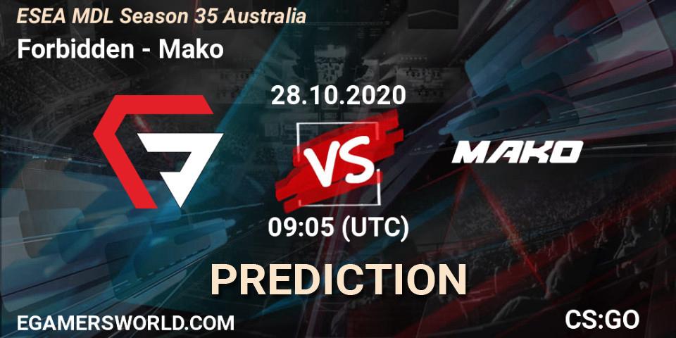 Pronósticos Forbidden - Mako. 28.10.20. ESEA MDL Season 35 Australia - CS2 (CS:GO)