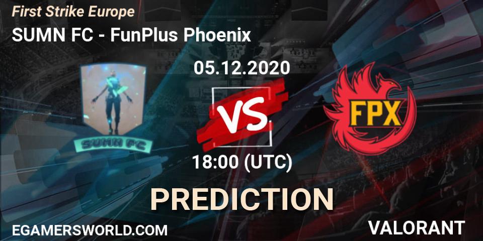 Pronósticos SUMN FC - FunPlus Phoenix. 05.12.2020 at 19:45. First Strike Europe - VALORANT