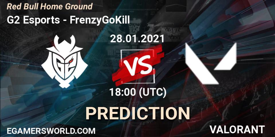 Pronósticos G2 Esports - FrenzyGoKill. 28.01.2021 at 16:30. Red Bull Home Ground - VALORANT